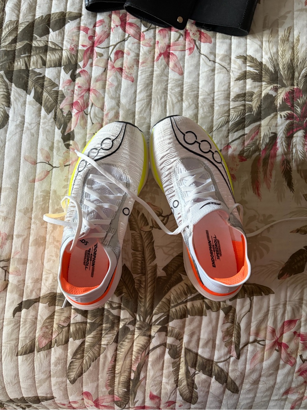 Saucony Women's Running Shoes. Neon Yellow and Bright Orange  ENDORPHIN ELITES 2